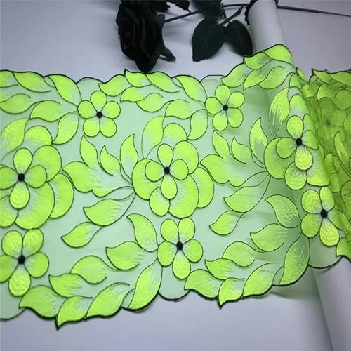 Neongrüner Tüll-Spitzenbesatz, DIY-BH-Nähzubehör, Basteln, fluoreszierende Blumenstickerei-Spitzenstoffe für Dessous, Nadelarbeiten, Opt1, 22 cm, 1 Yard, 1 Yard von BSGUZ