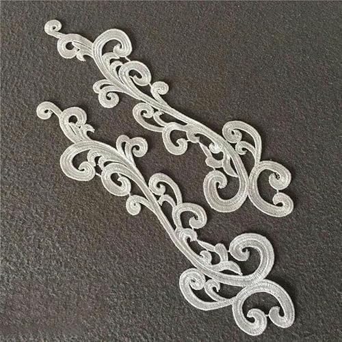 Neu, 31 x 9 cm, 5 Paar, weiß, modische Spitzenapplikationen, Stickereien, Aufnäher zum Aufnähen auf Bekleidung, Besätze, DIY, Cosplay, weiß, 5 Paar von BSGUZ