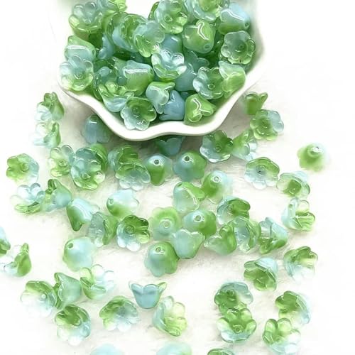 Neue 20 teile/los 7X12mm Bunte Glockenblume Lampwork Perlen Kappen Glas Spacer Perlen für Schmuck Machen DIY Armbänder Haarnadel-03 von BSGUZ