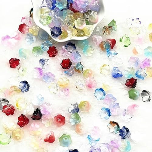 Neue 20 teile/los 7X12mm Bunte Glockenblume Lampwork Perlen Kappen Glas Spacer Perlen für Schmuck Machen DIY Armbänder Haarnadel-32 von BSGUZ