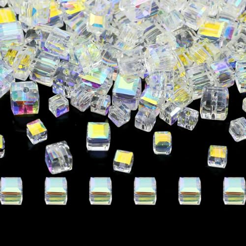Österreichische Kristallweiß-AB-Glasperlen 3/4/6/8 mm transparent mit Loch, lose Perlen für die Herstellung von DIY-Schmuck, Armbändern, Bastelbedarf, Würfel 4,0 mm Österreichische Kristallweiß-AB-Glasperlen 3/4/6/8 mm transparent mit Loch, lose Perlen für die Herstellung von DIY-Schmuck, Armbändern, Bastelbedarf, Würfel 4,0 mm von BSGUZ