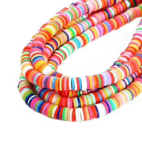 Polymer-Ton-Perlen, 6 mm, Regenbogenfarben, rund, flache Chip-Perlen zur Schmuckherstellung, Boho-Armband, einzigartige lose Perlen, Accessoire, DIY-29-6 mm, 15 Zoll von BSGUZ