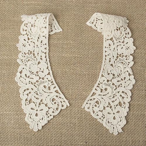 Spitzenstoff-Ausschnitt, abnehmbarer falscher Kragen, DIY, atmungsaktiver Schal um den Hals, Blume, süß, hohl, bequemer Patch-Stil 18, Beige, 1 Stück von BSGUZ