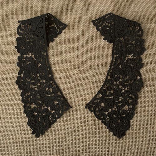 Spitzenstoff-Ausschnitt, abnehmbarer falscher Kragen, DIY, atmungsaktiver Schal um den Hals, Blume, süßer, hohler, bequemer Patch, Stil 18, Schwarz, 1 Stück von BSGUZ