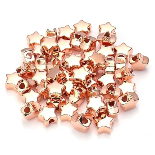 Stern-CCB-Perlen, gold-/silberfarben, lose Abstandsperlen zur Schmuckherstellung, DIY-Armbandzubehör, Großhandel, Roségold, 10 x 4,0 mm, 50 Stück von BSGUZ