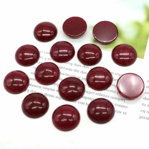 Stück/Los Naturstein-Cabochon-Perlen 6 8 10 12 14 16 18 20 25 mm, flache Rückseite, Cabochon-Kamee, Edelsteinperlen, DIY-Schmuck, Ring, Halskette, dunkelrote Jade, 6 mm von BSGUZ