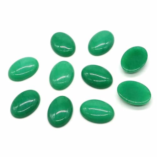 Stück/Los ovale Cabochon-Perlen, natürliche Kristalle, Stein, flache Rückseite, Kamee-Abstandshalter für Schmuckherstellung, DIY-Anhänger, Halskette – grüne Jade – 18 x 25 mm von BSGUZ