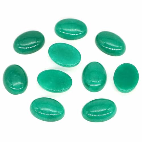 Stück/Los ovale Cabochon-Steinperlen, natürliche Kristall-Edelsteine, flache Rückseite, Kamee-Abstandshalter zur Schmuckherstellung, Ohrring-Anhänger-Halskette, Grüner Jade, 20 x 30 mm von BSGUZ