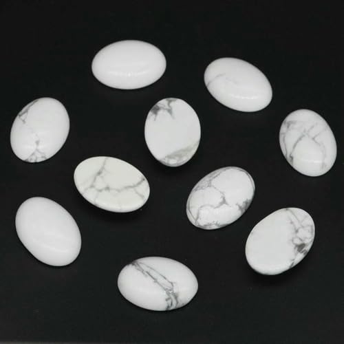 Stück/Los ovale Cabochon-Steinperlen, natürliche Kristall-Edelsteine, flache Rückseite, Kamee-Abstandshalter zur Schmuckherstellung, Ohrring-Anhänger-Halskette, Weiß-Türkis, 30 x 40 mm von BSGUZ