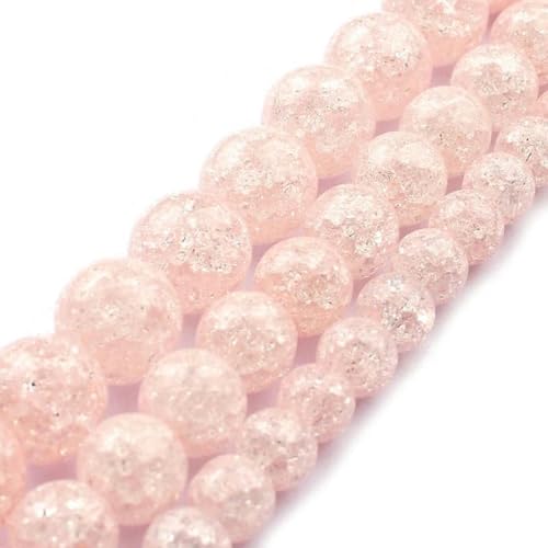 Weiße schneebedeckte Kristallperlen, 6/8/10 mm, mehrfarbig, runde, lose Quarzkristallperlen zur Schmuckherstellung, DIY-Armband, 15 Zoll, Pink_A-10 mm, 36 Perlen von BSGUZ