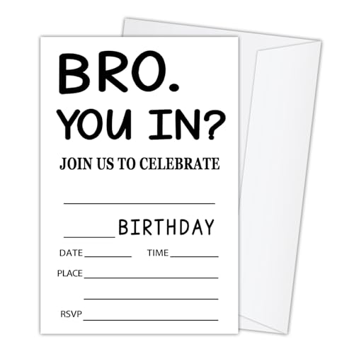 20 Geburtstagseinladungen, Geburtstagsparty-Einladungen für Jungen, Kindergeburtstagseinladungen, Geburtstagseinladungen für Mädchen, Geburtstagseinladungskarten, 10,2 x 15,2 cm, leere Einladungen mit von BSIKAIK