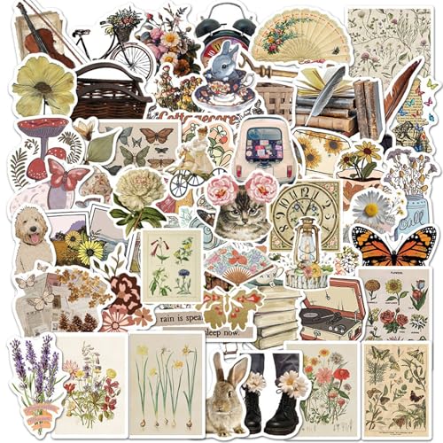 BSITSSS 100 Stück Sticker Aesthetic, Vintage Aufkleber, Niedlich Sticker Set, Stickers für DIY Scrapbook Zubehör Fotoalbum Tagebuch Notizbuch Scrapbooking von BSITSSS