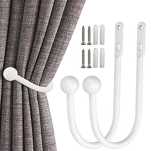 BSITSSS 2 Stück Gardinenhalter Wand, Metall Vorhang Raffhalter, Weiß Vorhanghalter Wand, U-förmige Vorhang Halter, Halter Raffhalter für Gardinen Curtain Holder für Fensterbehandlung(2 Weiß) von BSITSSS