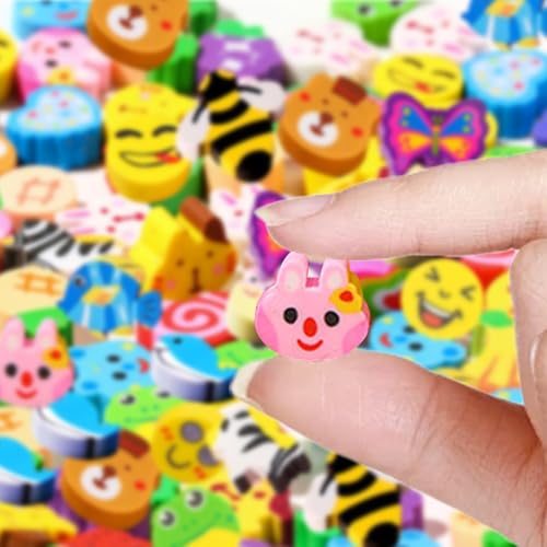 BSITSSS 30 Stück Radiergummi Kinder, Mini Kawaii Radiergummi, Soft Niedliche Eraser, Tieren Kleine Radiergummis, Fruchtform Bunt Radierer für Kinder Schulbedarf Schreibwaren von BSITSSS