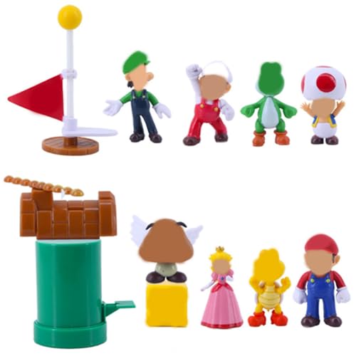 Super Bros Cartoon Mini Figuren, 12 Stück Party Kuchen Deko Tortendeko Cartoon Kindergeburtstag Figuren Tortendeko Mini Figuren Deko Set für Kuchen Geburtstag Dekoration Kinder Party Liefert von BSNRDX