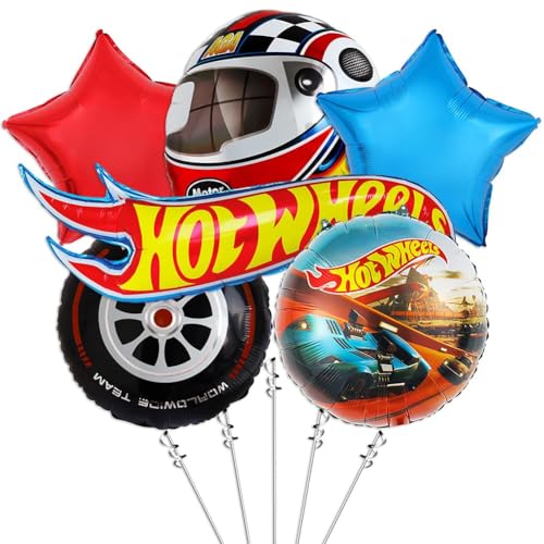 Hot Car Balloons 6 Pcs Racing Car Party Balloons Racing Foil Birthday Balloons Cars Party Balloons Set, Hot Car Birthday Party Decorations Supplies von BSNRDX