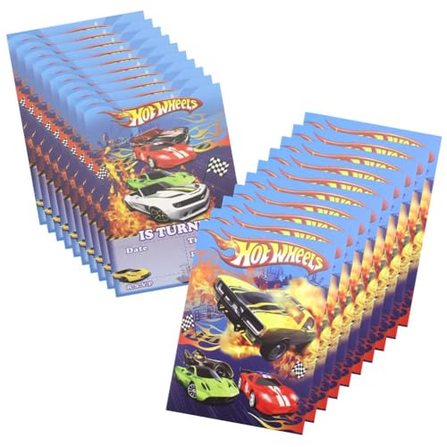 Kinder Einladungen 20pcs Rennauto Geburtstagsfeier Einladungskarten Jungen Autos Rennwagen Themenparty Einladungskarten mit 12 Umschläge weiß Einladung,Rennwagen Jungen Kinder-Geburtstag Geburtstag Pa von BSNRDX