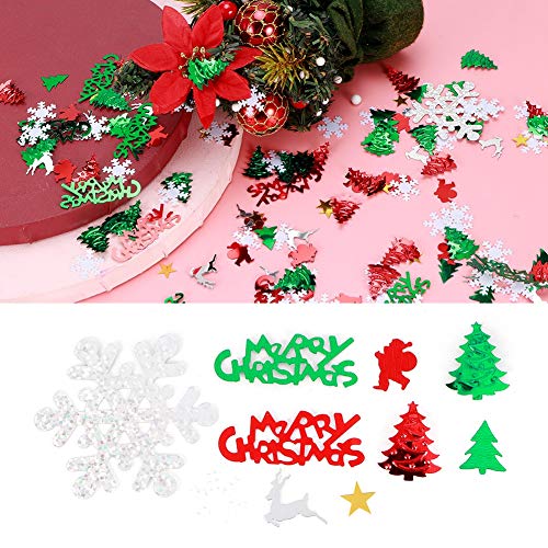2 Beutel Konfetti-Mix mit Pailletten für Weihnachtstisch, Schneeflocke, Hirsch, Konfetti für Weihnachtsbaum, Geschenke für Weihnachtsfeier Dekoration von BSTCAR