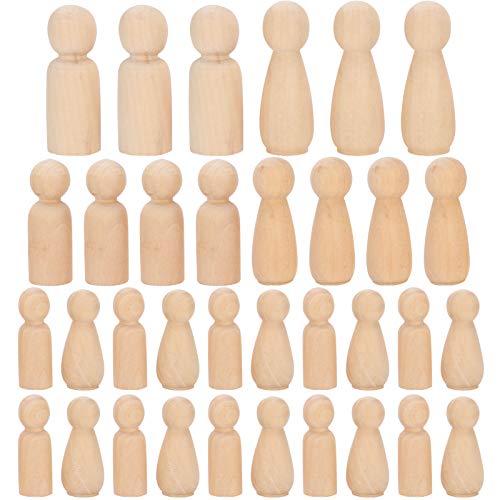 BSTCAR 30 Stück hölzerne Peg Doll Peg People Unvollendete hölzerne Peg Doll Dekorative Holzfiguren Handwerksprojekte, Malerei von BSTCAR