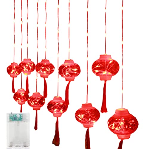 BSTCAR Chinesische Rot Lampions Lichterkette mit 8 Modi, Batterie Hängende LEDs Warme Laternen LED Lichterkette Chinesisches Neujahr, Frühlingsfest, Hochzeit, Party Dekoration von BSTCAR