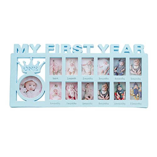 BSTCAR Bilderrahmen für Babys, 12 Monate, Mein erstes Jahr, Erinnerungsfotorahmen, Babygeschenk für Jungen und Mädchen, 40 x 20 x 3 cm von BSTCAR