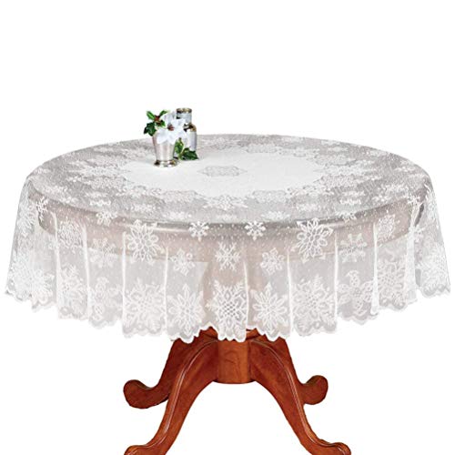 BSTCAR Spitzen-Tischdecke, rund, aus weißer Spitze, 180 cm, Stoff aus weißer Spitze von BSTCAR