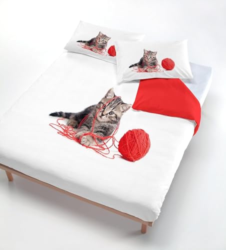 BSYYZQC BettwäSche 220x240 Katze Wolle Bettbezug Luxuriös Flauschig mit ReißVerschluss Niedlich BettwäSche-Sets 2 Teilig Set Weiche Atmungsaktiv Mikrofaser BettbezüGe und 2 Kissenbezug von BSYYZQC