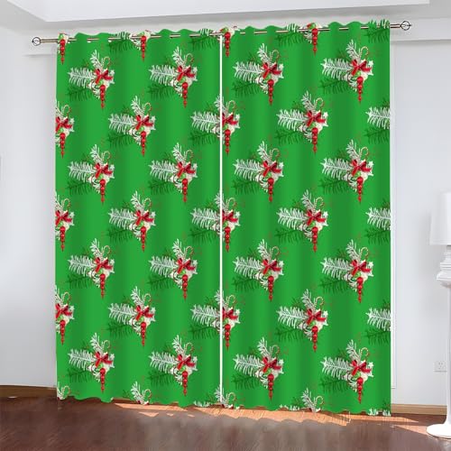 BSYYZQC Weihnachten Gardinen, Verdunklungsvorhänge Geschenk Schallschutz Vorhang, Blickdicht Vorhänge mit Ösen, Vorhänge Wohnzimmer für Schlafzimmer Kinderzimmer 2er Set 175x140cm (HxB) von BSYYZQC