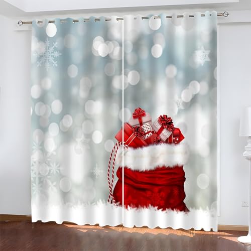 BSYYZQC Weihnachten Gardinen, Verdunklungsvorhänge Geschenke Schallschutz Vorhang, Blickdicht Vorhänge mit Ösen, Vorhänge Wohnzimmer für Schlafzimmer Kinderzimmer 2er Set 175x140cm (HxB) von BSYYZQC