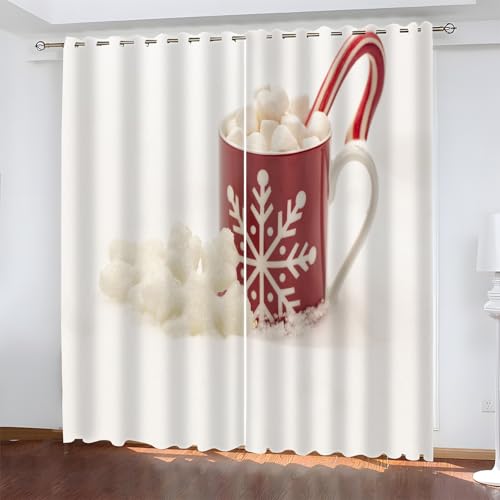 BSYYZQC Weihnachten Gardinen, Verdunklungsvorhänge Tassen Schallschutz Vorhang, Blickdicht Vorhänge mit Ösen, Vorhänge Wohnzimmer für Schlafzimmer Kinderzimmer 2er Set 175x140cm (HxB) von BSYYZQC