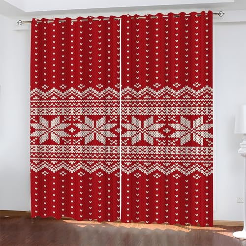 BSYYZQC Weihnachten Verdunkelungsvorhang, Vorhang Blickdicht Drucke Vorhänge mit Ösen, Gardinen Verdunklungsvorhänge für Wohnzimmer Schlafzimmer Kinderzimmer 2er Set 145x140cm (HxB) von BSYYZQC