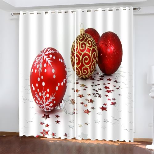 BSYYZQC Weihnachten Verdunkelungsvorhang, Vorhang Blickdicht Luftballon Vorhänge mit Ösen, Gardinen Verdunklungsvorhänge für Wohnzimmer Schlafzimmer Kinderzimmer 2er Set 145x140cm (HxB) von BSYYZQC