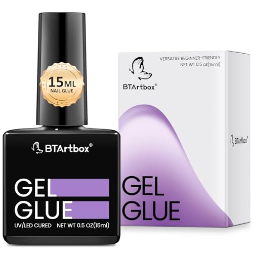 BTArtbox Gel Nail Glue 15ML UV Nagelkleber für Nagelspitzen Tips Kunstnägel Extra Stark, 4 in 1 Gel Nagelkleber für Tips UV Kleber Nägel für Natürliche Nägel von BTArtbox