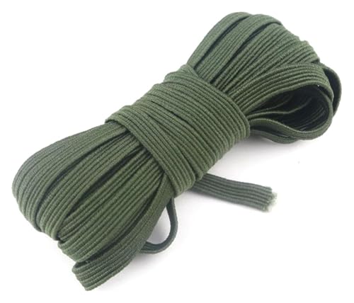 BTBTB Elastizität for Nähen, 10 Meter elastisches Band 6mm Farbnähung Gummiband Polyester Elastizitätsbandkleidungszubehör Accessoires(Army Green) von BTBTB