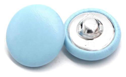 BTBTB Lederknöpfe, 12 Stück, mit Leder überzogene Knöpfe mit Schaft, dekorative Knöpfe, rot, 15 mm(Light Blue,11mm) von BTBTB