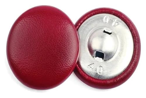 BTBTB Lederknöpfe, Lederknöpfe, Stoffbezogener Knopf mit Metallrückseite, Rot, 24L 15mm(Dark Red,28L 18mm) von BTBTB