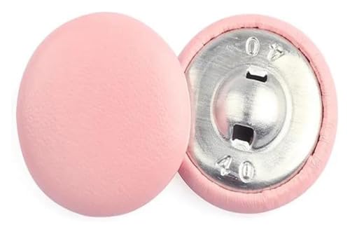 BTBTB Lederknöpfe, Lederknöpfe, Stoffbezogener Knopf mit Metallrückseite, Rot, 24L 15mm(Light Pink,18L 11mm) von BTBTB