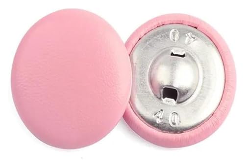 BTBTB Lederknöpfe, Lederknöpfe, Stoffbezogener Knopf mit Metallrückseite, Rot, 24L 15mm(Pink,18L 11mm) von BTBTB