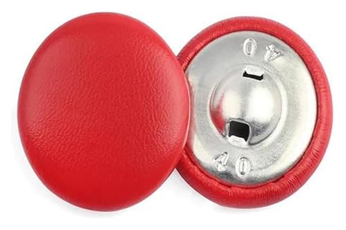 BTBTB Lederknöpfe, Lederknöpfe, Stoffbezogener Knopf mit Metallrückseite, Rot, 24L 15mm(Red,36L 23mm) von BTBTB