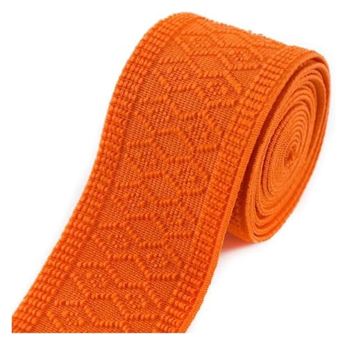 Elastisch for Nähen, 2 Meter, 50 mm Breite, elastische Bänder, buntes Muster, Gurtband, Kleidung, Handtasche, Tasche, Gurtband, DIY-Nähzubehör(Orange) von BTBTB