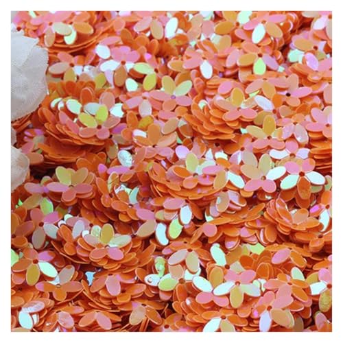 Flache, runde Pailletten, 10 g, 10 mm, feste Blumen-Pailletten for Basteln for Handarbeiten, PVC-Pailletten, DIY-Nähzubehör, Konfetti(Orange) von BTBTB