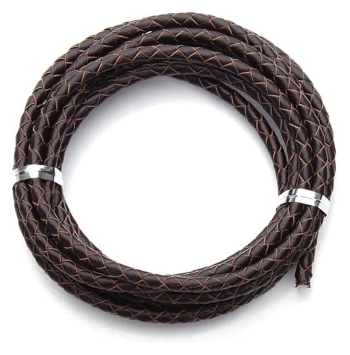 Lederschnur, Lederschnur, Perlenschnur, Fäden, 2 m, 3 mm, 4 mm, echtes geflochtenes Lederband für Lederarmbänder, runde Lederfäden, Halsketten, Schmuckherstellung (dunkler Kaffee, 4 mm) von BTBTB