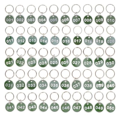 Nummern-ID-Anhänger-Schlüsselanhänger, 1–100 Nummern-Anhänger, nummerierte Schlüsselanhänger aus Metall, Markierung, Identifikation, Hängeetiketten, Gepäcketiketten, ID-Anhänger mit Schlüsselringen fo von BTBTB