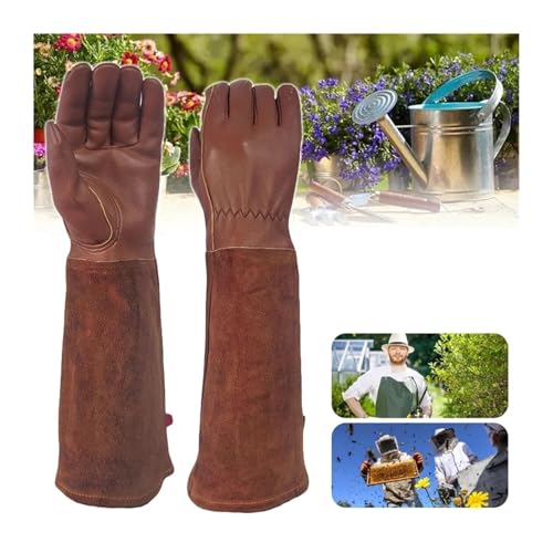 Schnittfeste Handschuhe, Gartenhandschuhe, Rosenschnitt, Dornenschutz, schnittfeste Büsche, langärmelige Lederhandschuhe mit Blumenmuster, Schweißschutzhandschuhe(L) von BTBTB