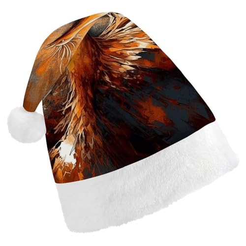 BTCOWZRV Abstrakte Phoenix-Weihnachtsmütze, Unisex, Samt, Weihnachtsmannmütze, Weihnachtsmütze für Erwachsene, Neujahr, Party, Kopfbedeckung von BTCOWZRV