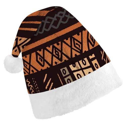 BTCOWZRV Afrikanische Schlammtuch, Tribal-Weihnachtsmütze, Unisex, Samt, Weihnachtsmannmütze, Weihnachtsmütze für Erwachsene, Neujahr, Party, Kopfbedeckung von BTCOWZRV