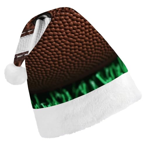 BTCOWZRV American Football Laces Weihnachtsmütze, Unisex, Samt, Weihnachtsmannmütze, Weihnachtsmütze für Erwachsene, Neujahr, Party, Kopfbedeckung von BTCOWZRV