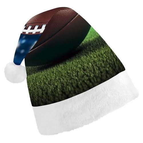 BTCOWZRV American Football Weihnachtsmütze, Unisex, Samt, Weihnachtsmannmütze, Weihnachtsmütze für Erwachsene, Neujahr, Party, Kopfbedeckung von BTCOWZRV