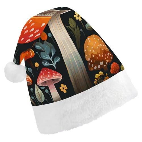 BTCOWZRV Bunte Pilz-Weihnachtsmütze, Unisex, Samt, Weihnachtsmannmütze, Weihnachtsmütze für Erwachsene, Neujahr, Party, Kopfbedeckung von BTCOWZRV