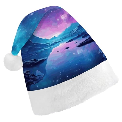 BTCOWZRV Coole Star River Weihnachtsmütze, Unisex, Samt, Weihnachtsmannmütze, Weihnachtsmütze für Erwachsene, Neujahr, Party, Kopfbedeckung von BTCOWZRV